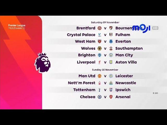 MOJI HD - Premier League Match Day 11 Fixtures Promo (November 9th, 2024)