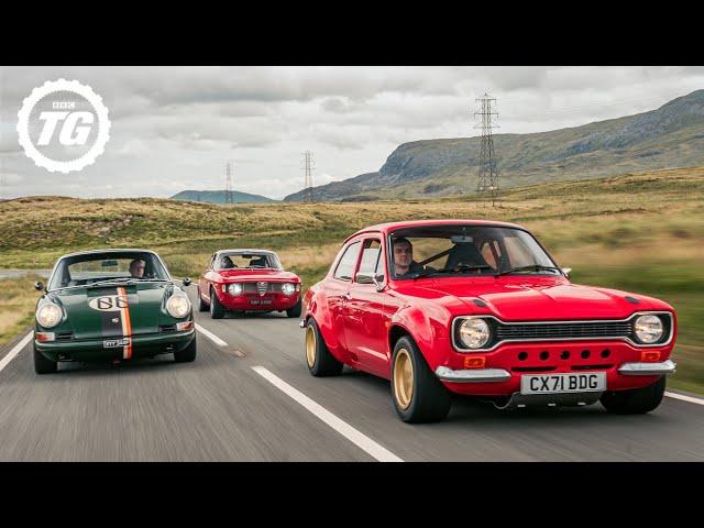 Alfaholics GTA-R vs MST Escort MKI vs Porsche 912c By Kamm: The Restogods | Top Gear