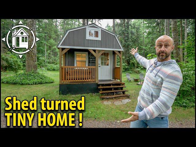 He bought a shed & made a luxury Tiny Home! TOUR + COSTS