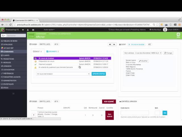 Démonstration du module Contrôle de commandes avant expédition (douchette) pour Prestashop