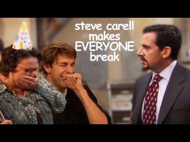 steve carell making the whole cast break: The Office Bloopers | Comedy Bites