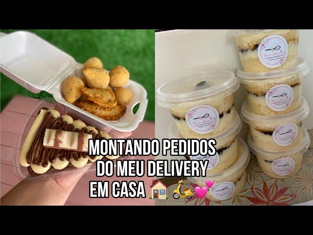 Montando pedidos do meu delivery em casa de doces 