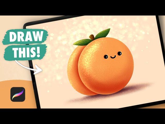 Procreate Drawing Tutorial - Kawaii Peach | Digital Art Tutorial