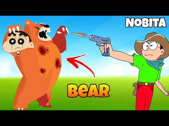 Shinchan And Nobita Kill Evil Bear  | Shinchan And Nobita Game | Funny Game