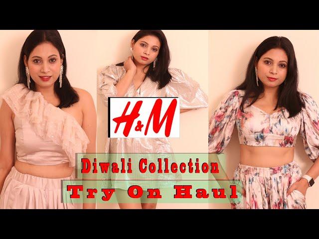 H&M Diwali Collection try-on haul | Saree Croptops #Culottes #Partydress & more |My diwali shopping