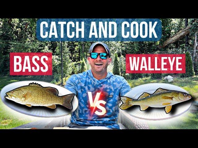 BASS vs WALLEYE CATCH AND COOK….WHO WINS???