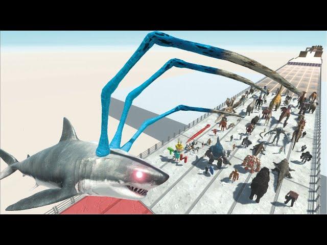 ESCAPE FROM ALIEN SHARK - LONG STRAIGHT COURSE - LAST SURVIVOR - Animal Revolt Battle Simulator