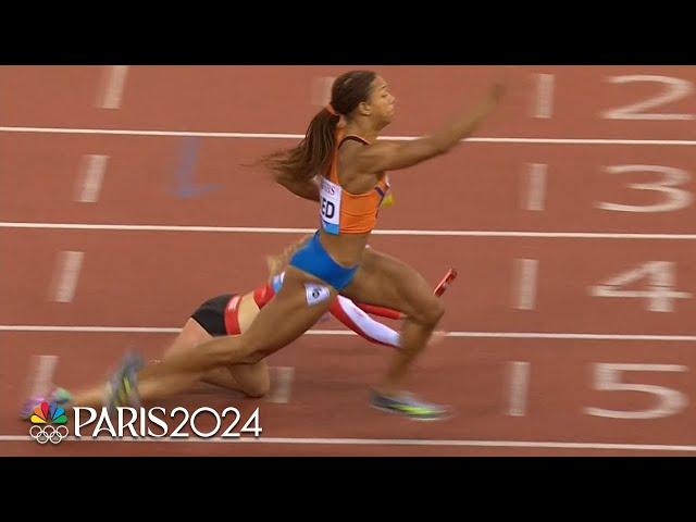 WILD FINISH in epic anchor leg decides Zurich 4x100m relay | NBC Sports