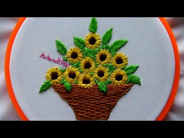 Hand Embroidery: Sunflower Basket | Bordados a mano: Cesta de Girasoles | Artesd'Olga