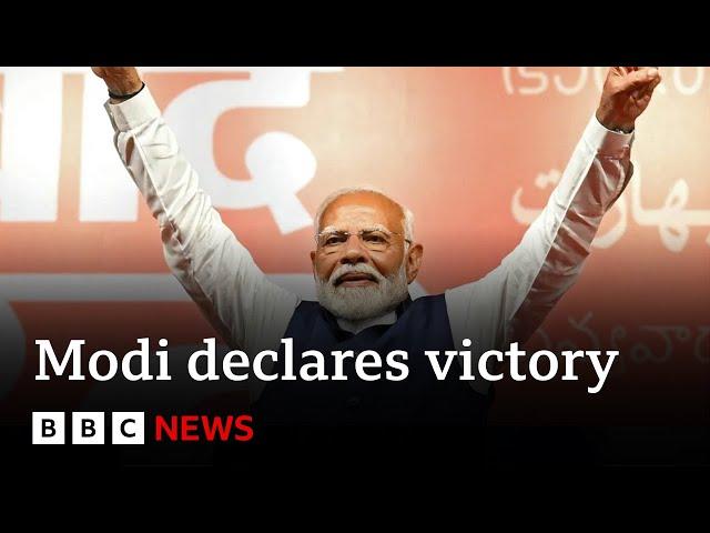 India election:  Modi claims victory but may fall short of outright majority | BBC News