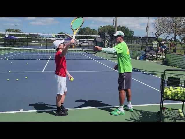 Rick Macci teaches Niko how to serve like a pro