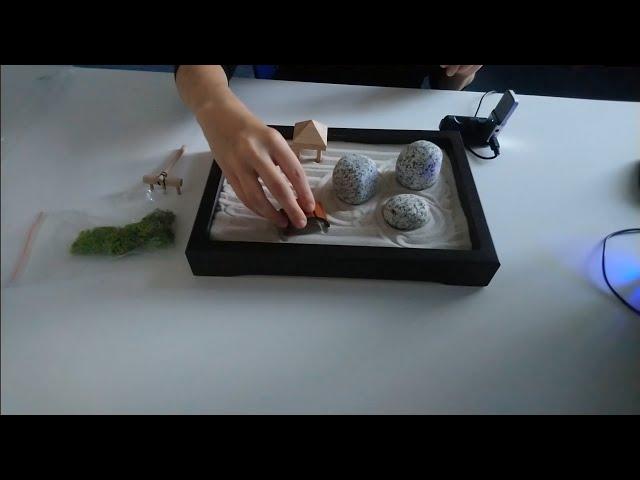 ASMR Zen Garden - Unboxing and Playing (whisper, crinkle bag, sand sounds)