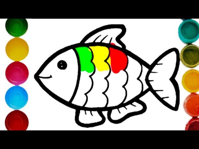 Fish Drawing, Painting and Colouring for kids and toddlers Video | How To Draw Colorful Rainbow Fish