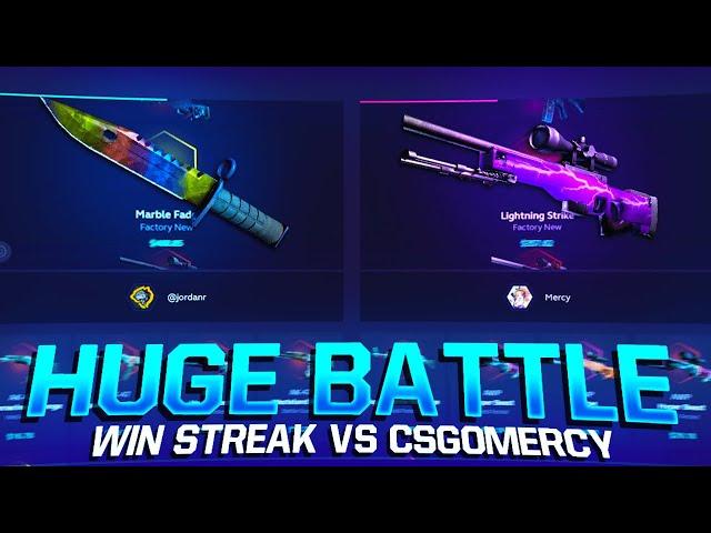 I Won Almost EVERY HUGE BATTLE vs @CSGOMercy?! (SKIN.CLUB)