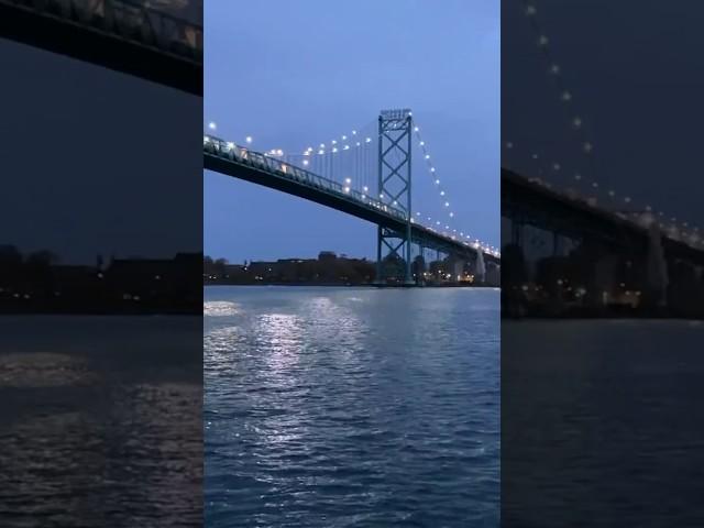 The Ambassador Bridge, over the Detroit River, connects Detroit in the US  to Windsor in Canada!