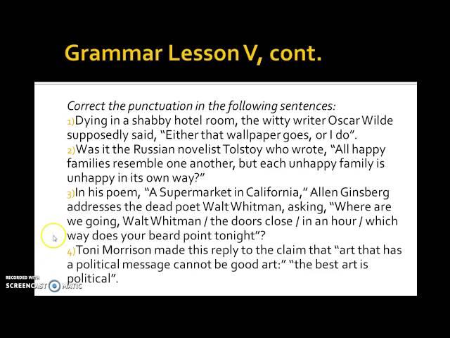 Grammar Lesson V