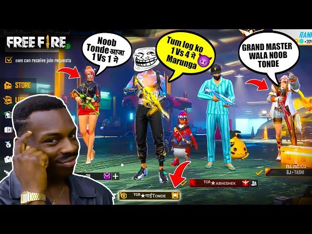 Pro Girls call me Grandmaster wale Noob  आजा 1 vs 4 में - Garena Free Fire