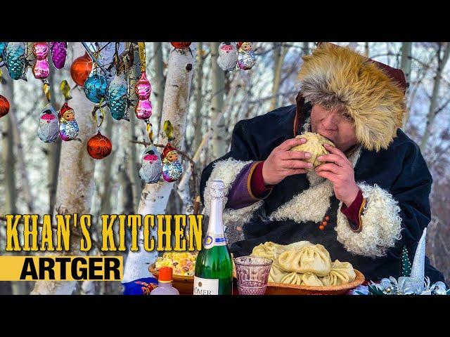 GIANT-SIZED New Year Mongolian Dumplings BUUZ with Olivier Salad | Khan's Kitchen