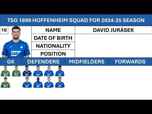 TSG 1899 Hoffenheim's Squad for 2024-25 season | Who is your favourite???