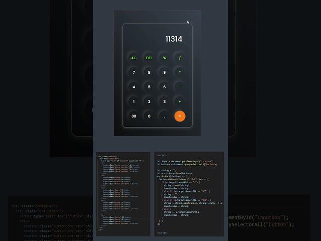 Build A Calculator With Html, Css and JavaScript #jscalculator #shorts #shortvideo