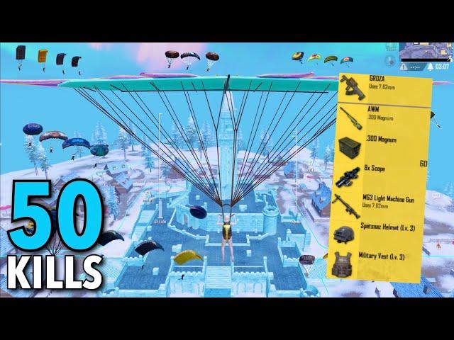 50 KillsBEST LOOT LANDING in SNOWY VILLAGE️PUBG Mobile