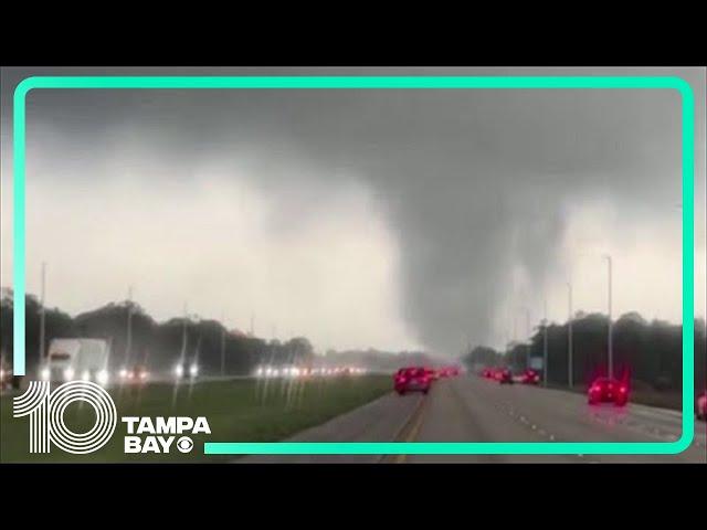 Tornado halts traffic near I-95 near Port St. Lucie, Florida