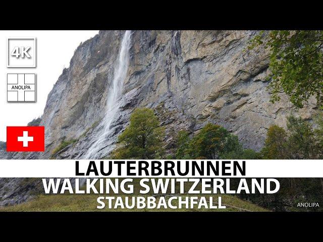 【4K】Switzerland • Lauterbrunnen • STAUBBACH WATERFALL • Lauterbrunnen, Walking Switzerland