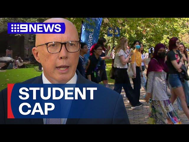 Coalition joins Greens to block government's plan to cap international students | 9 News Australia