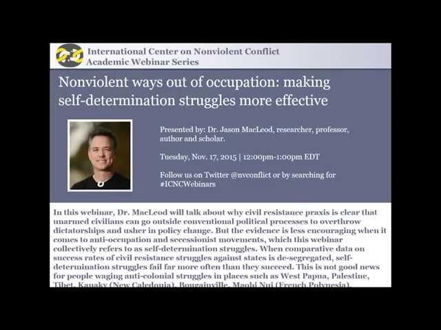 ICNC Academic Webinar Series: Nonviolent ways out of occupation with Dr. Jason MacLeod