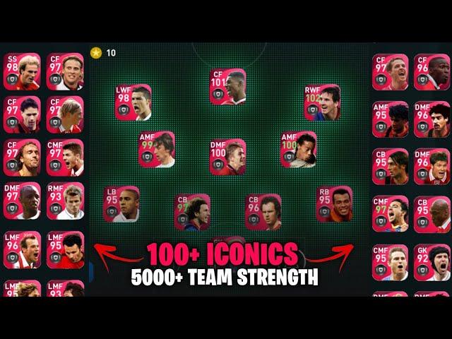 100+ FULL Iconic Squad With 5000+ Team Strength  | Best Iconic Account Ever | Pes 2021