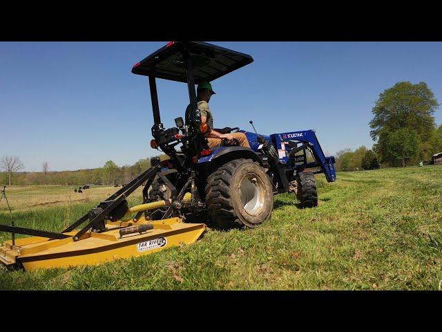 Electric Farm Tractor testing....first time brush mowing tall grass