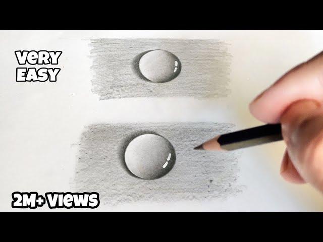 Easy 3D Water Drop Drawing Tutorial | Easy Pencil Drawing