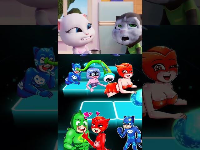 Angry Talking Tom  Talking Angela  Talking Hunk  Bro Hacker ⏩ Coffin Dance | Tiles Hop #shorts