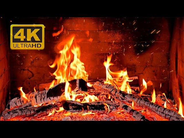 FIREPLACE 4K  Fireplace video with Burning Logs & Fire Sounds