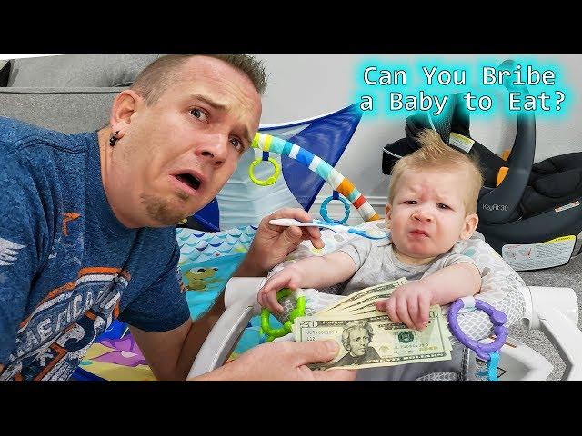 Baby's First Time Trying Food! Can You Bribe a Baby?