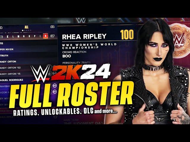 WWE 2K24: FULL ROSTER & RATINGS! Including Showcase, DLC, Unlockables and More!