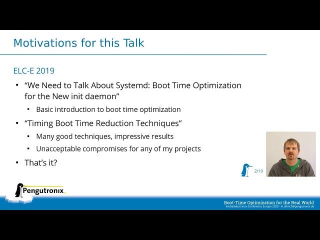 Boot-Time Optimization for the Real World - ELC-E 2020