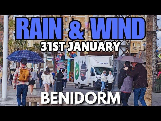 Benidorm - Sudden RAIN on Levante Beach!┃Heavy & Cold Wind