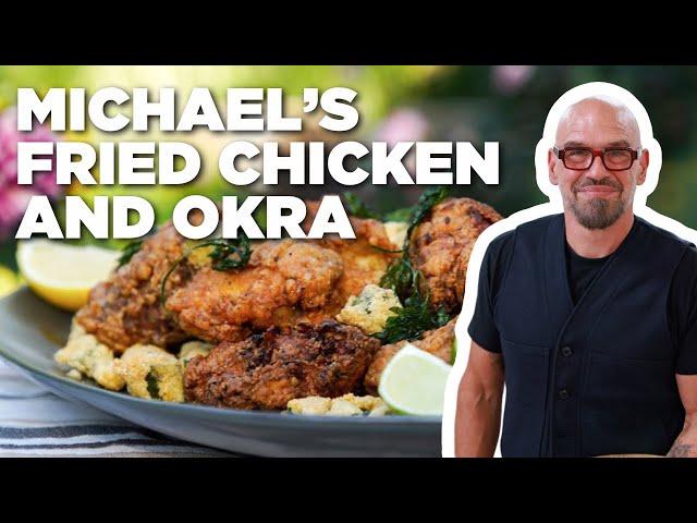 Michal Symon's Mother-in-Law's Fried Chicken and Okra | Symon's Dinners Cooking Out | Food Network