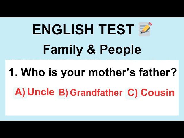 English Test: Vocabulary – Family & People Quiz #english #vocabulary