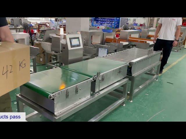Checkweigher with rollers for 42kgs cartoon box.