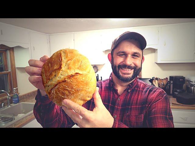 The EASIEST Bread EVER!  Crunchy, No Knead Recipe.