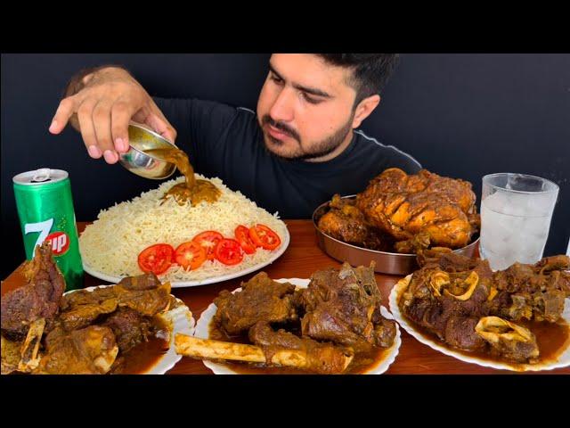 ASMR EATING SPICY WHOLE CHICKEN CURRY+SPICY MUTTON CURRY+WHITE RICE+GREEN CHILLI || MUKBANG