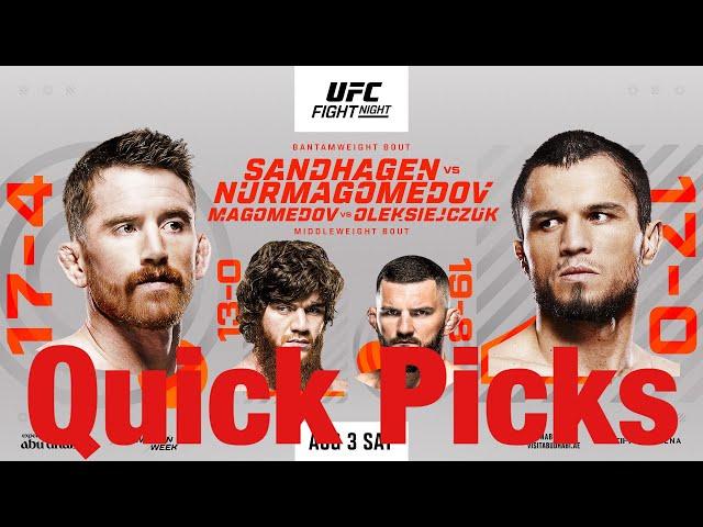 UFC Fight Night Sandhagen Vs Nurmagomedov Quick Pick Predictions!