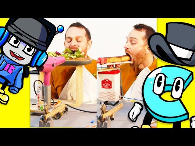 This Guy Feeds Himself with a Machine and It's Amazing!