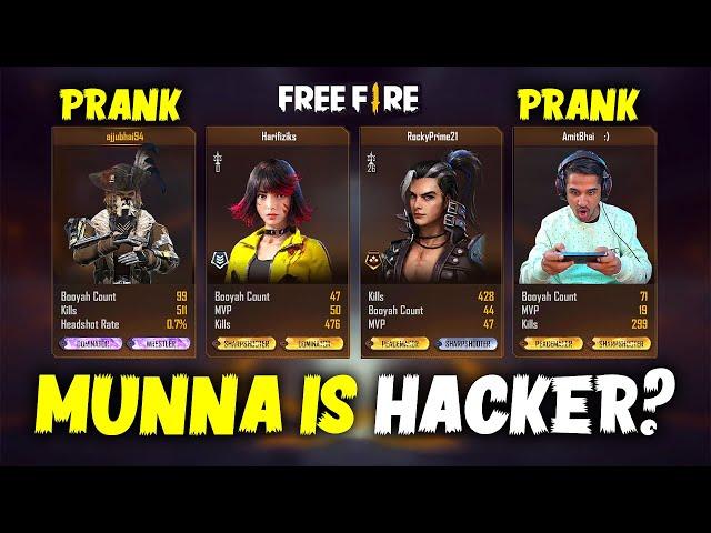 Munna Is Hacker Prank with Random Player CS Gameplay - Garena Free Fire- Total Gaming