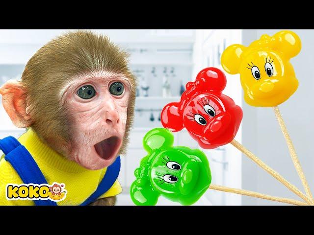 Monkey Koko Try Rainbow Candy And Make Cutest Minnie Mouse Jelly | KUDO KOKO CHANNEL