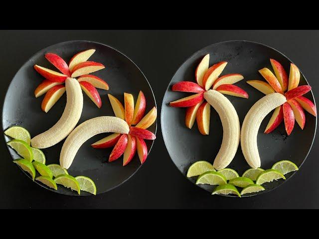 Beautiful Fruits Decoration /Banana, Apple & Cucumber Plate Decoration /Fruits Art /Fruit Decoration