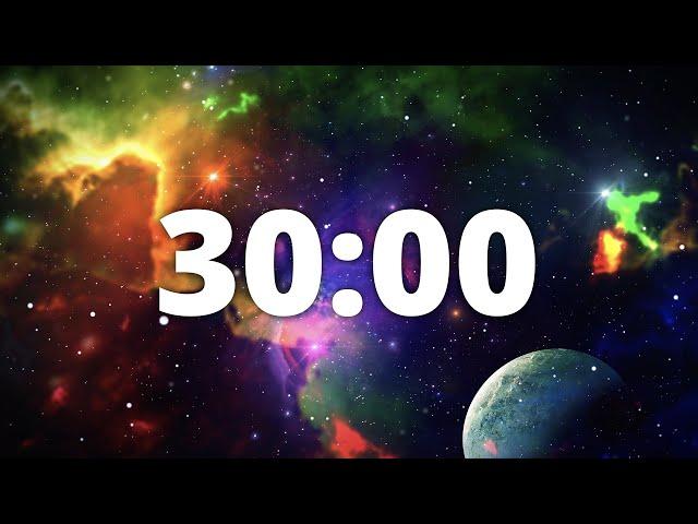 30 Minute Countdown Timer with Alarm and Deep Space Ambient Music | Deep Space Galaxy 