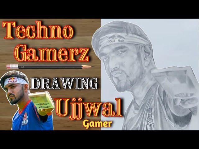 Drawing Techno Gamerz Step By Step || Techno Gamerz Ujjwal || Urdha Arts